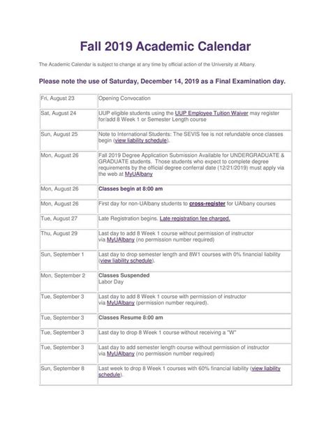 Platteville Academic Calendar